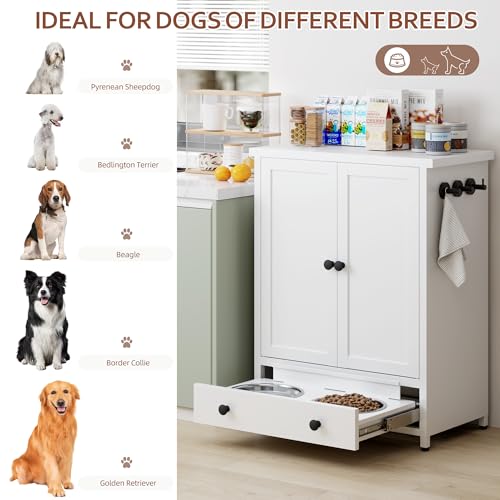 Dog Feeding Station with Storage (White)