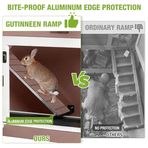 2 Story Rabbit Hutch for 1 (Brown / 36.0"L x 17.7"W x 36.4"H)