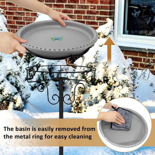 Heated Bird Bath for Outdoors Winter (Gray)