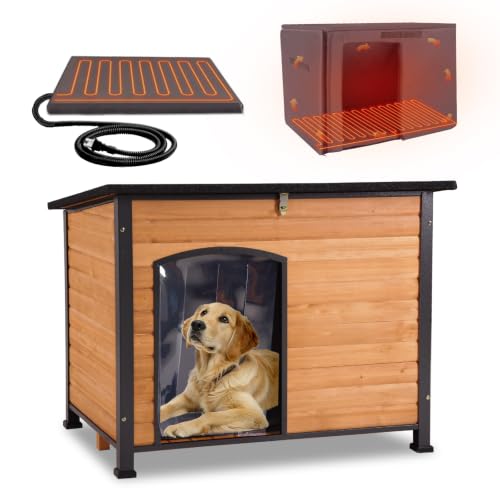33.5" Heated Outdoor Dog House with Insulated Liner for Medium Breeds