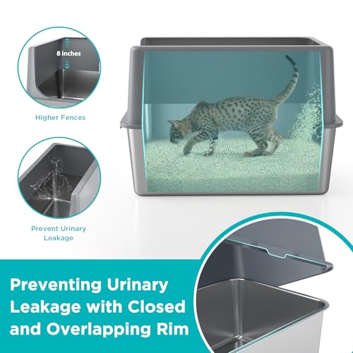 Stainless Steel Litter Box with Lid (16"H - Grey)