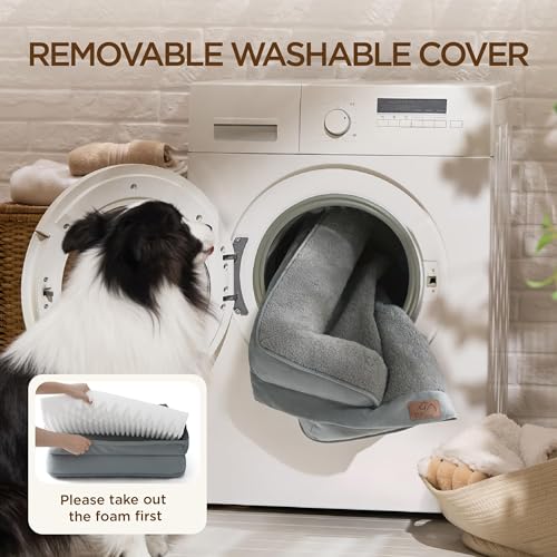 Self Warming Orthopedic Dog Beds for Small Dogs Washable Original (Self Warming-Grey / 24"l X 18"w X 6"th)