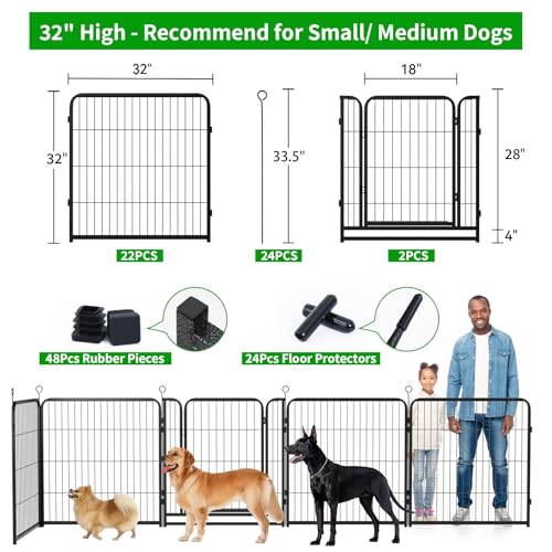 Dog Playpen Outdoor Extra Wide 24 Panels Heavy Duty Dog Fence 32" (32"W x 32"H)