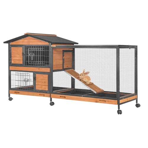 Large Rabbit Hutch Indoor Outdoor (Orange / 48.0"L x 48.0"W x 24.0"H)