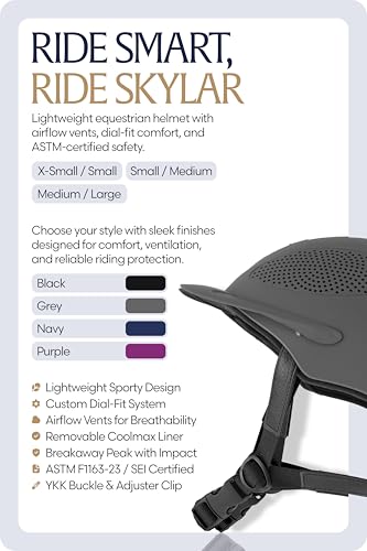 Skylar Horse Riding Helmet Equestrian Women (Grey / Small-Medium)