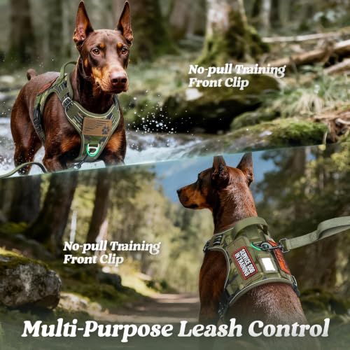 Tactical Dog Harness for Small Dogs (S(Chest:16.1"-31.5",Neck:15.4"-21.6",Back:7.1") / Green Camo)