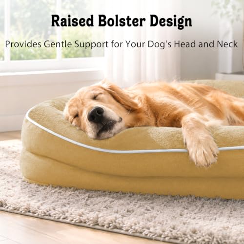 Orthopedic Waterproof Dog Bed for Medium and Large Dogs (Brown / 36"L x 27"W x 7"Th)