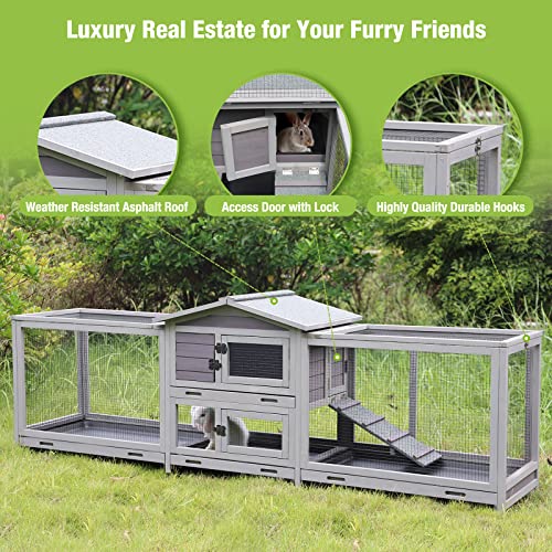 Bunny Cage and Outdoor Rabbit Hutch with Casters Waterproof Roof