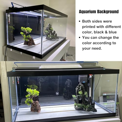 Aquarium Background Blue Black Fish Tank Background Picture 2 Sides Fish Backdrop for Aquarium Wallpaper 24" x 71" (23.6" H x71.7" L)
