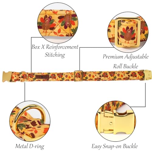 Thanksgiving Day Dog Collar with Bowtie (Small (Pack of 1) / C:4 Color Plume Turkey)