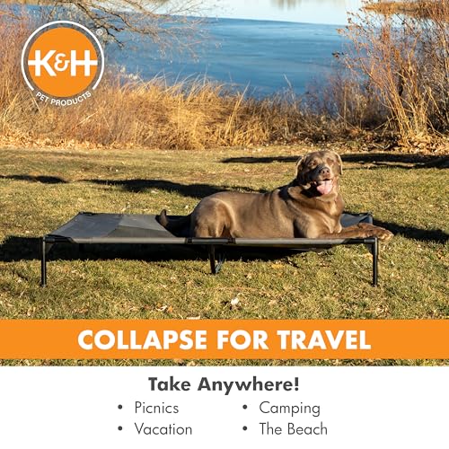 K&H Outdoor Elevated Dog Bed (Charcoal/Black Mesh / Jumbo 56"L x 38"W)