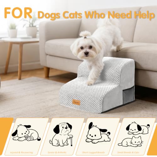 High Density Foam Pet Steps 2 Tiers (Light Grey / 15.7*15.7*11.8)