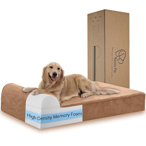 Orthopedic Dog Beds for Large Dogs (52.0"L x 36.0"W x 7.0"TH / Premium Version-Khaki)