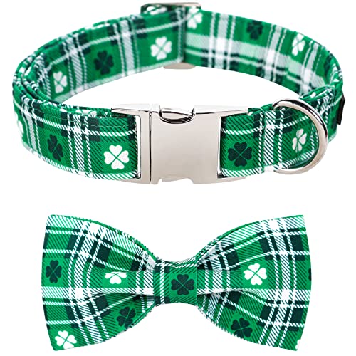 St Patricks Day Dog Collar with Bowtie (St.Patrick's Day / Large (Pack of 1))