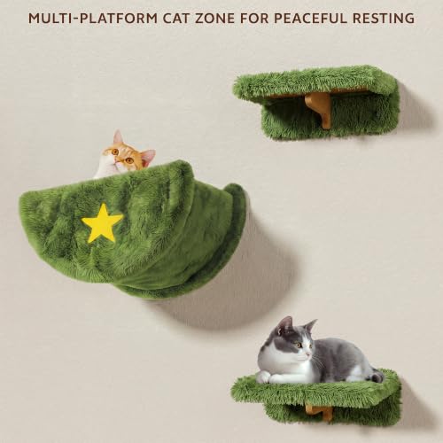 Cat Wall Furniture (Green / 13 Piece Set)