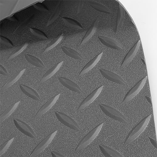 5Ft x 12Ft Rubber Flooring Mats 1.6mm Diamond Plate Flooring Roll (1.6mm-5Ft x 12Ft-Gray)