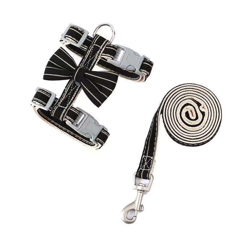 Butterfly Bow Tie Cat Harness and Leash Set (S / Black)