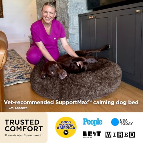 SupportMax® Calming Dog Beds Large Sized Dog Washable Pet Bed (Chestnut Brown / L(36x36x8))