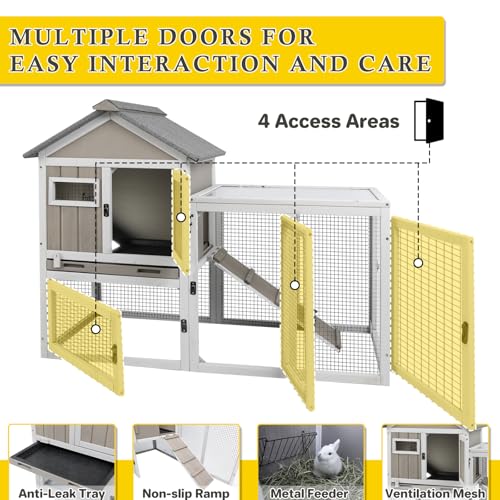 94''L Rabbit Hutch Outdoor Chicken Coop with Run (94"L x 23.6"W x 36"H)