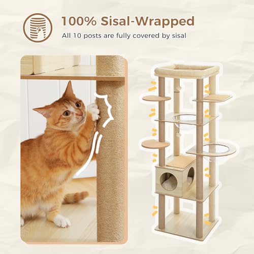71'' Cat Tree (Beige / XXL(21"L x 19"W x 71"H))