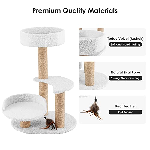 Modern Cat Tree Tower for Indoor Small Cats with Sisal Scratching Post