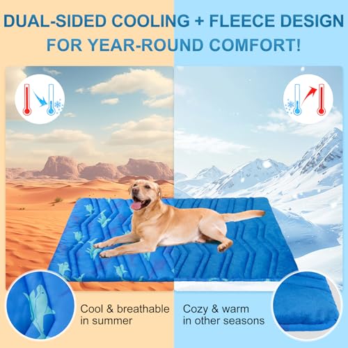 Cooling Mat for Large Dogs (Shark Blue / 48.0"L x 28.0"W x 1.0"Th(L))