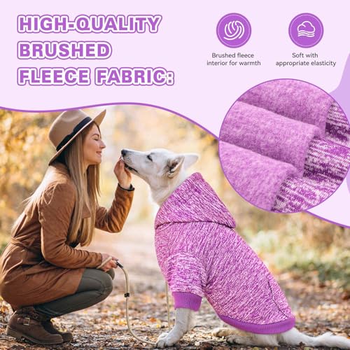 Dog Sweaters for Large Dogs Dog Hoodie Fleece Sweater Soft Clothes Sweatshirt with Pocket Hoodie for Large Dogs (XX-Large / Purple)