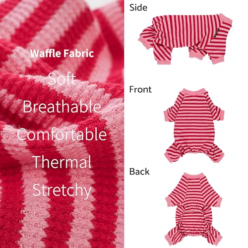 Pink and Red Striped Dog Pajamas (Medium / LightPink)