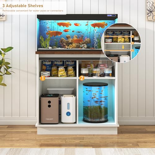 Farmhouse 20 29 Gallon Fish Tank Stand w (Rustic White / 20 Gallon)