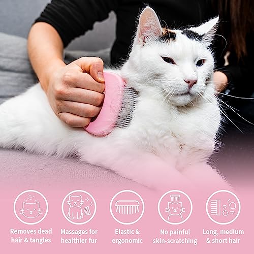 The Original Pet Hair Removal Massaging Shell Comb (Pink)