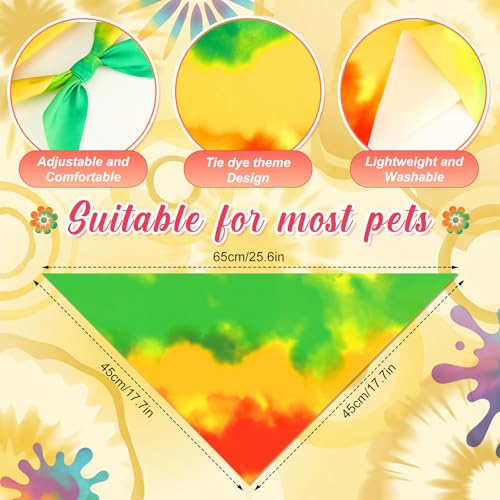 100 Pcs Tie Dye Dog Bandanas Bulk (Tie-dye / 25.6 x 17.7 x 17.7 Inch)