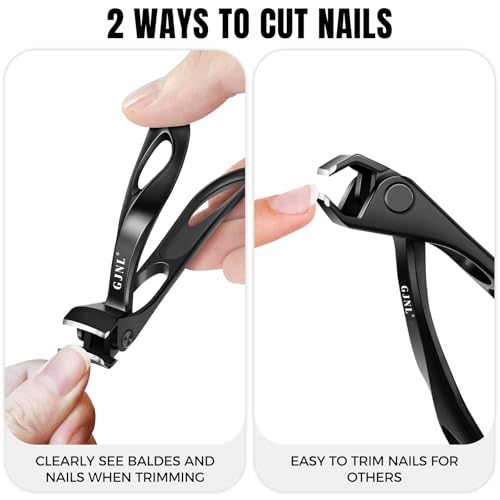 Toenail Clippers for Thick Toenails for Seniors 4PCS (Sliver Wide & Black Angled)