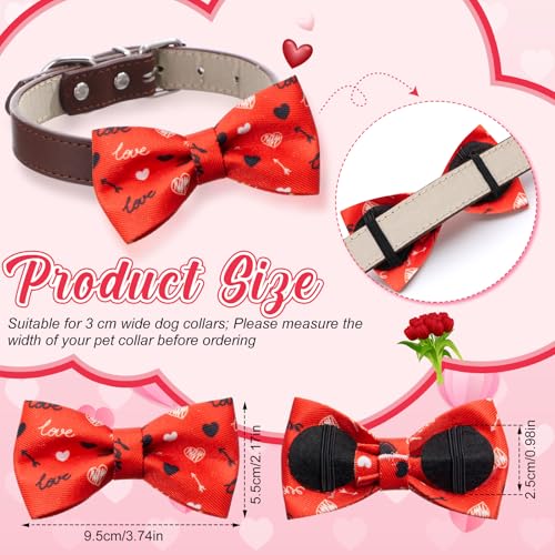 50 Pcs Red Pink Heart Style Dog Bow Ties for Small Dogs (Valentines Day)