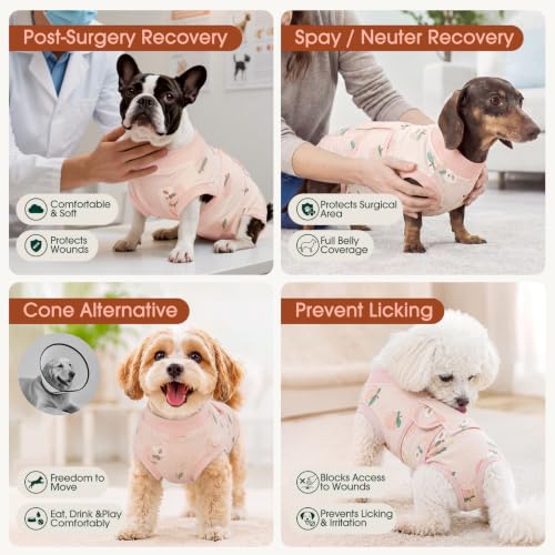 Recovery Suit for Dogs Cats (2x-large (Back:24.8-29.5'', Weight:70+ Lb) / Mist Peach)