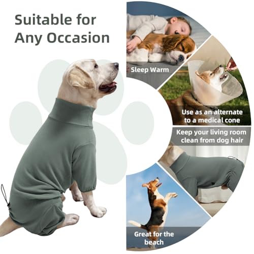 Dog Pyjamas PJS Sweater Clothes and Home Clothing Suitable for Small to Medium Breeds of Dogs (Thick Green / L)