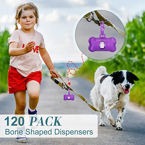 120 Pcs Bone Dog Poop Bag Dispensers with Bags and Hooks