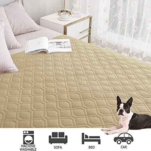 Waterproof Dog Bed Cover Pet Blanket for Furniture Bed Couch Sofa Reversible (40x80 Inch (Pack of 1) / Beige+lightgrey)