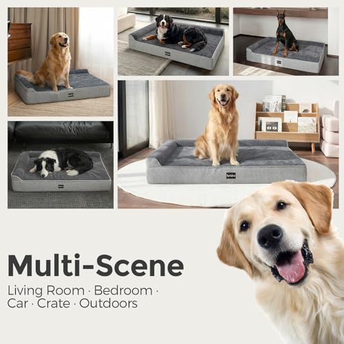 XXL Orthopedic Dog Bed for Large Senior Dogs 52 x 36 x 7 Inch (Twill Cover Grey / XX-Large)