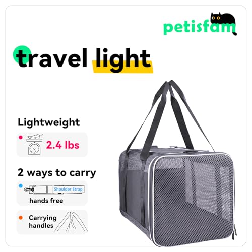 Soft Pet Carrier Bag for Cats and Puppy Under 20 lbs. Sturdy (Grey)