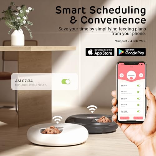 Donut Frost WiFi 6 Meal Automatic Cat Dispenser with App Control (Matte White)