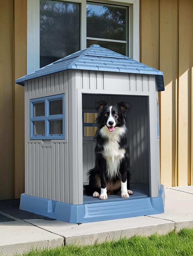 Large Outdoor Dog House (Blue / 34.8*30.51*36.89)