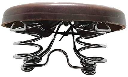 English Vintage Bicycle Saddle Touring City Saddle Comfortable Comfort Leather Bicycle Seat with Spring Rivets for Women Men (Coffee)