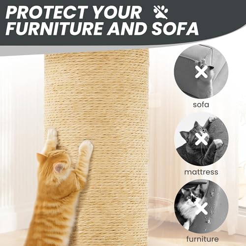 58in Large Cat Tree Tower for Indoor Cats with Soft Plush Hang Ball