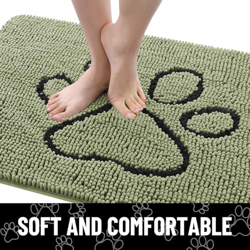 Dog Door Mat for Muddy Paws (48"X30" / Sage Green and Black)