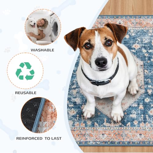 Reusable Washable Puppy Pads (Beige Blue / 3FT x 4FT (Pack of 2))