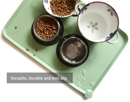 Large Silicone Pet Food Mats Tray (24" x 16" / Jade)