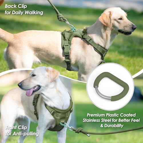 No Pull Dog Harness for Medium Sized Dogs Puppy Vest No Choke (Misty Green / M(Neck:18.5-25.6", Chest:20.9-30.7"))