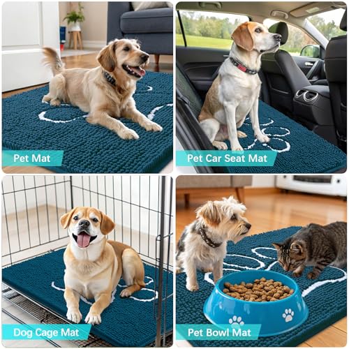 Dog Door Mat for Muddy Paws 47x17 (Atlantic Blue / 47" X 17")