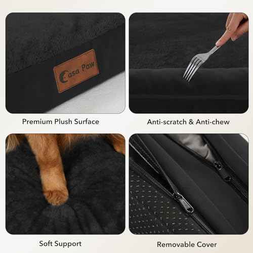 Orthopedic Washable Dog Bed for Extra Large Dogs (Black / 45.0"L x 35.0"W x 8.0"Th)
