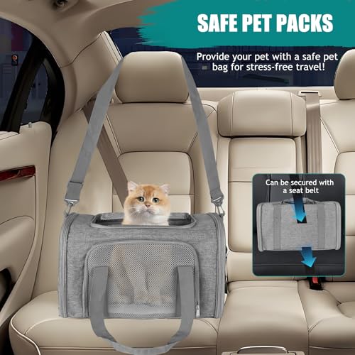 Dog Cat Carrier Pet Carriers for Small Medium Large Cats Dogs Carrier Soft Sided Small Puppy Dog Carrier Portable Foldable Airline Approved Dog Cat Travel Carrier Grey Medium (18.0"L x 11.5"W x 11.5"H / Grey)